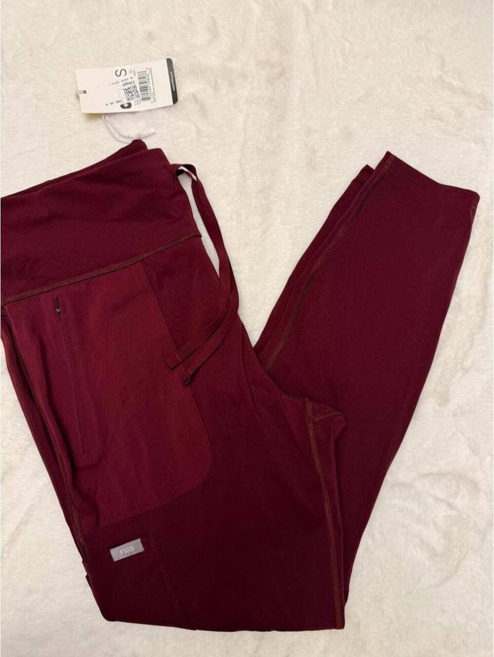 FIGS Seville High-Waisted Scrub Leggings Burgundy Size XL - Picture 2 of 8